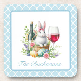 Posavasos Whimsical Bunny & Wine Design Montaña de plástico