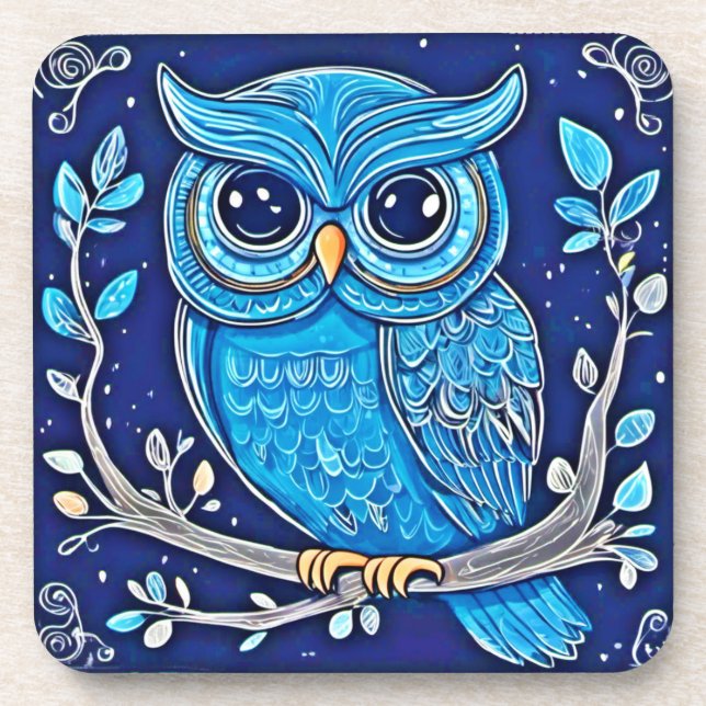 Posavasos Whimsical Chalk Owl (Frente)