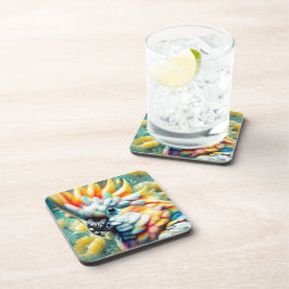 Posavasos Whimsical Cockatoo Ave Amarillo Poppies Floral