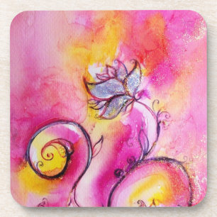 Posavasos WHIMSICAL FLOWERS  pink yellow fuchsia