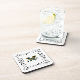 Posavasos Whimsical Fluttering – Blue Butterfly Floral Art