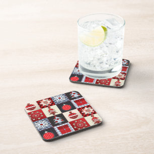 Posavasos Whimsical Gingham Navidades Patchwork Quilt