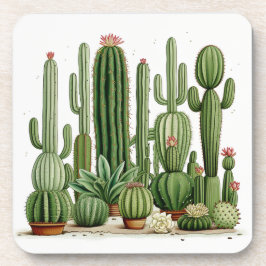 Posavasos Whimsical Green Cacti Coaster Set