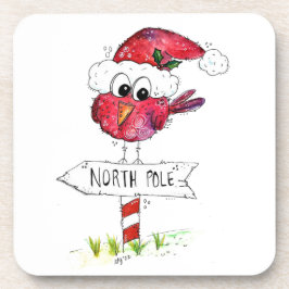 Posavasos Whimsical Red Navidad Bird