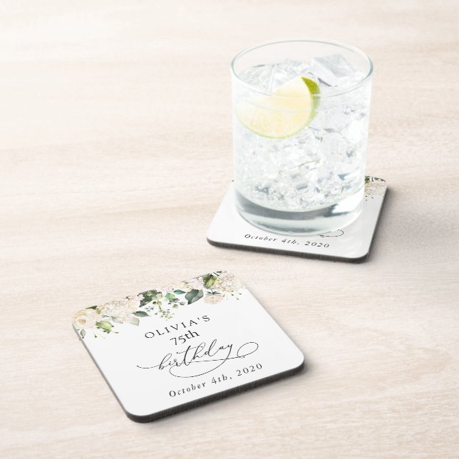 Posavasos White Flowers, Cream Flowers, Boho, Birthday (Lado Derecho)