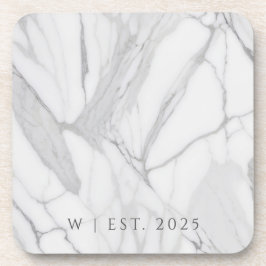 Posavasos White Gray Personalized Marble Texture Family