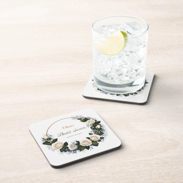 Posavasos White Roses & Blue Baby’s Breath  (Lado Derecho)