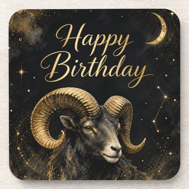 Posavasos Widder Happy Birthday Sternzeichen Design (Frente)