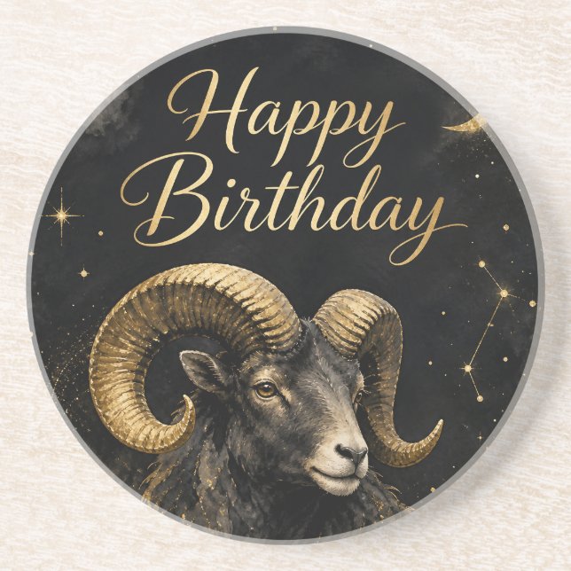 Posavasos Widder Happy Birthday Sternzeichen Design (Frente)
