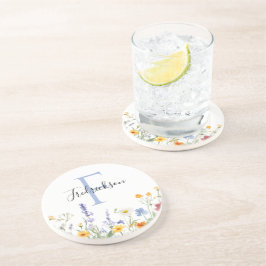 Posavasos Wildflower Initial Drink Coaster Realtor Gift