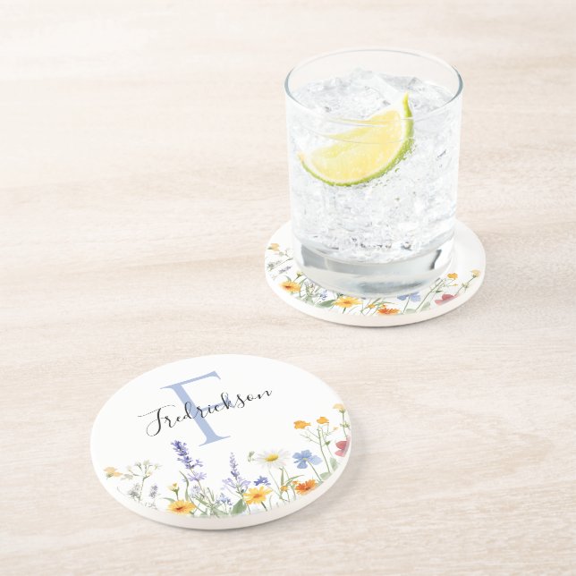 Posavasos Wildflower Initial Drink Coaster Realtor Gift (Lado)