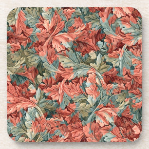 Posavasos William Morris Acanthus Óxido Rojo Verde Salvia