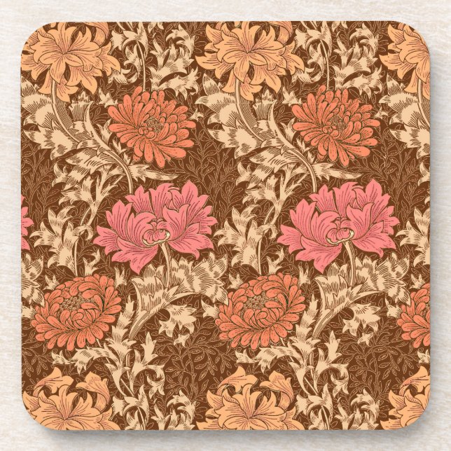 Posavasos William Morris Chrysanthemums, Brown and Rust (Frente)