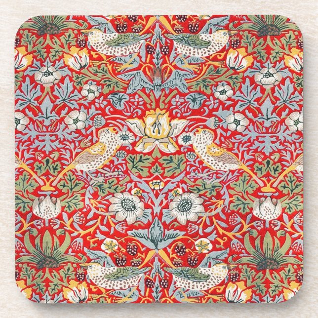 Posavasos William Morris Crimson Strawberry Thief Coasters (Frente)