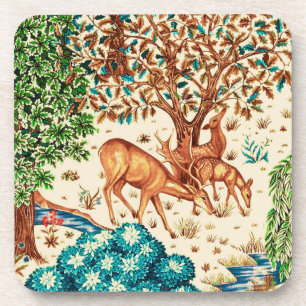 Posavasos William Morris Deer por un beige de topografía bro