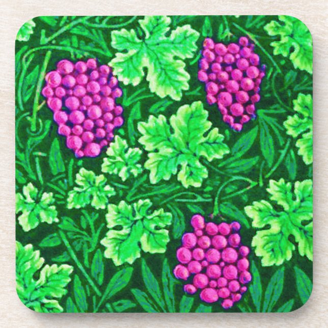 Posavasos William Morris Grapevine, Magenta y Verde (Frente)