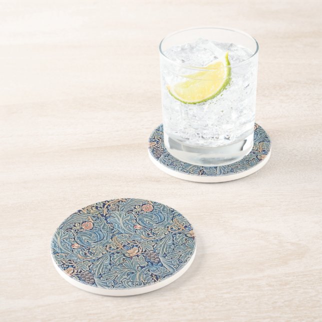 Posavasos William Morris Hermoso Patrón Floral Rosa Azul (Lado)