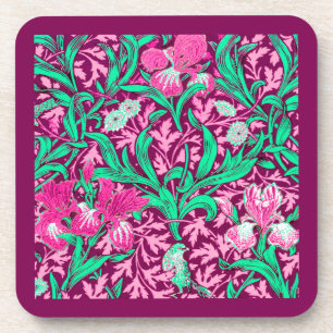Posavasos William Morris Irises, Fuchsia rosa y vino