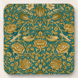 Posavasos William Morris Tudor Patrón Rosa Dorado Azul