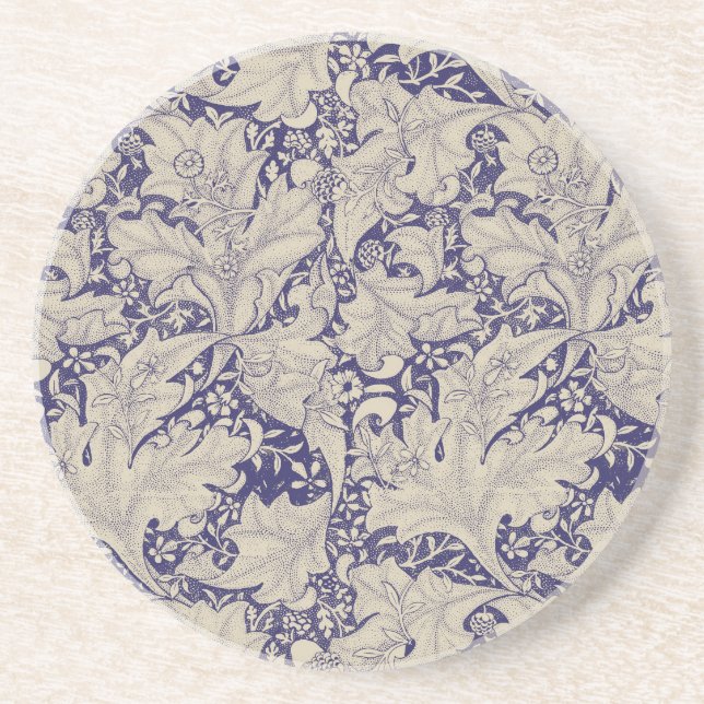 Posavasos William Morris Wallflower damasco azul floral (Frente)
