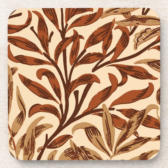 Posavasos William Morris Willow Bough, Brown y Beige (Frente)
