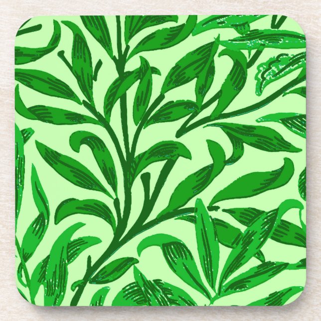 Posavasos William Morris Willow Bough, verde esmeralda (Frente)