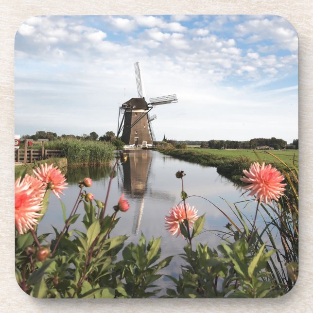 Posavasos Windmill and flowers in Holland coaster (Frente)