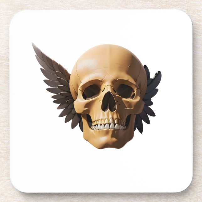 Posavasos Winged Skull Symbolizing Mortality and Freedom (Frente)