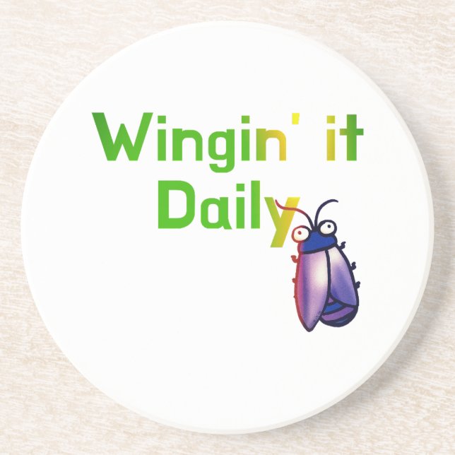 Posavasos Wingin It Daily Funny Bug Humor (Frente)