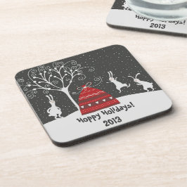 Posavasos Winter Bunny Hoppy Holidays Coaster