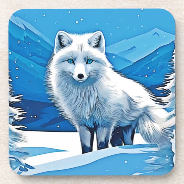 Posavasos Winter Fox Art (Frente)