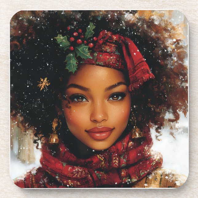 Posavasos Winter Glow Afrocentric Queen – Holiday Art (Frente)