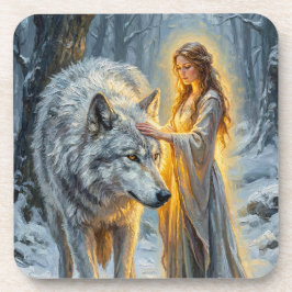 Posavasos Winter Goddess & White Wolf