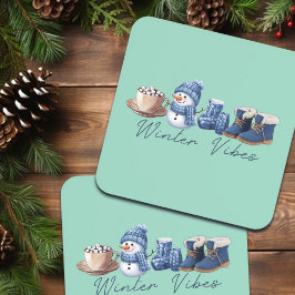 Posavasos Winter Vibes Friendly Snowman
