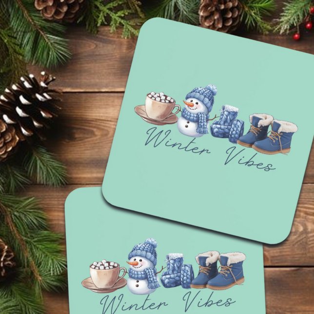 Posavasos Winter Vibes Friendly Snowman (Subido por el creador)