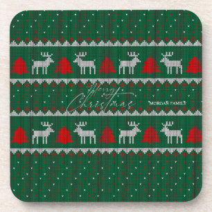Posavasos Winter Wonderland,Reindeer Pine Tree Green