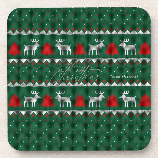 Posavasos Winter Wonderland,Reindeer Pine Tree Green (Frente)