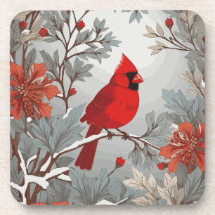 Posavasos Wintery Red Cardinal Bird
