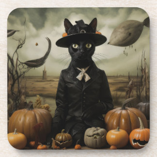 Posavasos Witch Cat with Pumpkins 