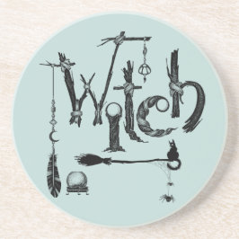 Posavasos Witch Woodsy Old World Ilustration Stone Coaster