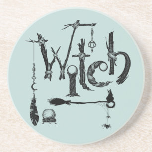 Posavasos Witch Woodsy Old World Ilustration Stone Coaster