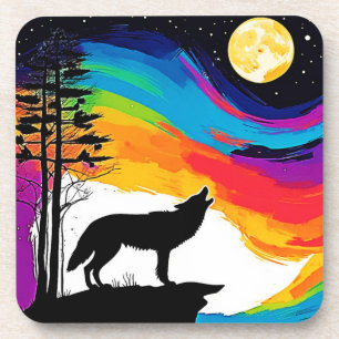 Posavasos Wolf Moon Howl Art
