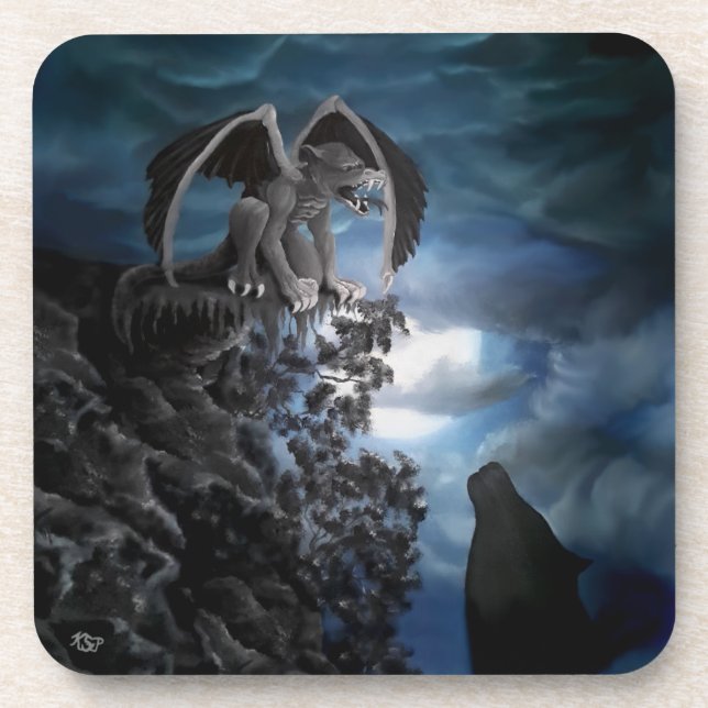 Posavasos Wolf Moon - Wolf con Golem (Frente)