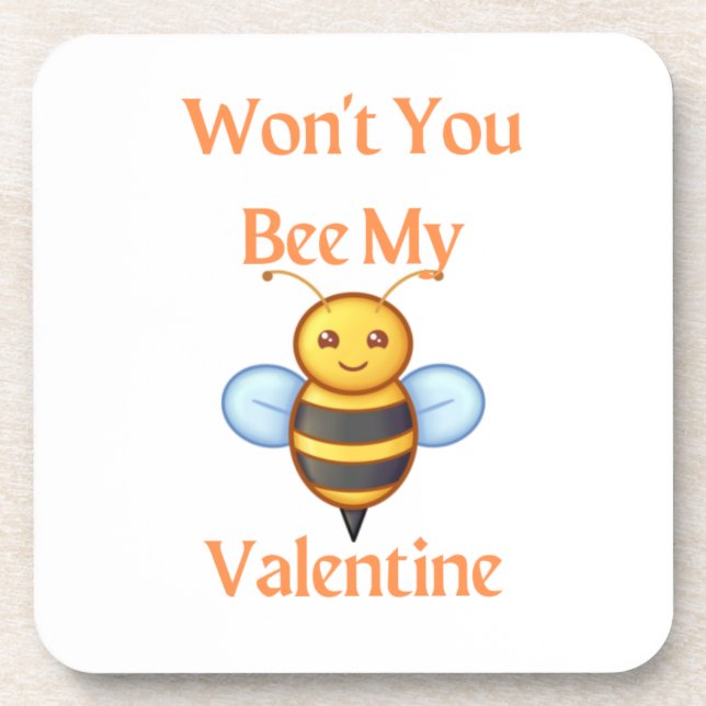 Posavasos Won't You Bee My Valentine with a Bee  (Frente)