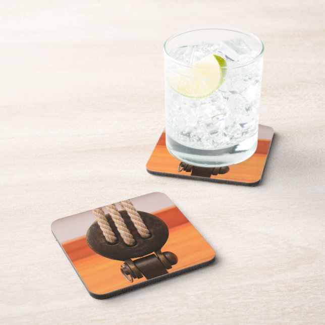 Posavasos Wooden Boat Block- Hard Plastic Coaster (Lado Derecho)