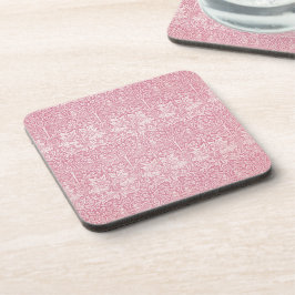 Posavasos Woodland deja el patrón del conejo rosa William Mo