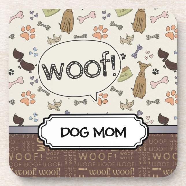 Posavasos ¡WOOF! Perro Lover - Patrón de cachorros personali (Frente)