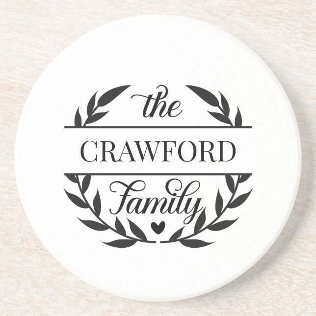 Posavasos Wreath Coaster de Laurel de Familia Personalizada (Frente)