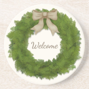 Posavasos Wreath Cypress con nombre personalizado Bow o salu