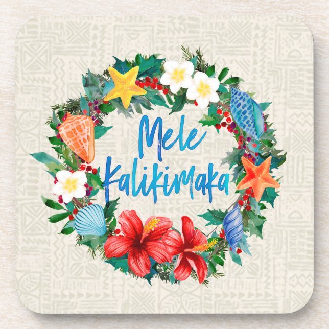 Posavasos Wreath de los Navidades hawaianos Mele Kalikimaka (Frente)